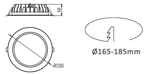 20w 165mm cutout cob downlight kit (dl2005) 20w 165mm cutout cob downlight kit (dl2005)
